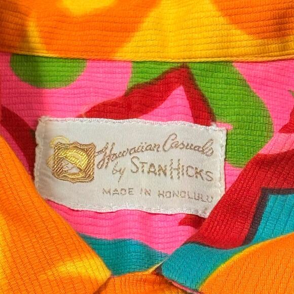 VINTAGE RARE 60s HAWAIIAN CASUALS BY STAN HICKS SHIRT ALOHA SURF LUAU ABSTRACT - Picture 4 of 7